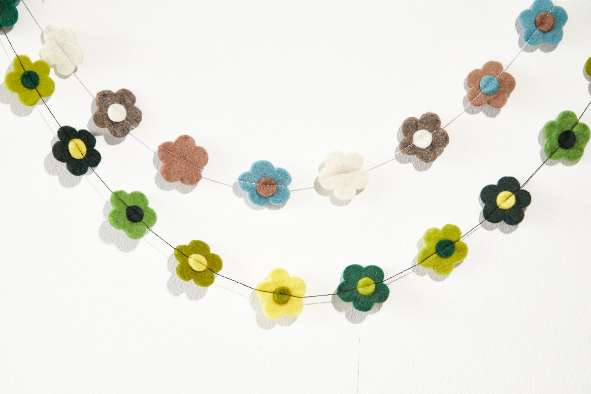 Blumen-Girlande, grün oder blau, 140 cm lang