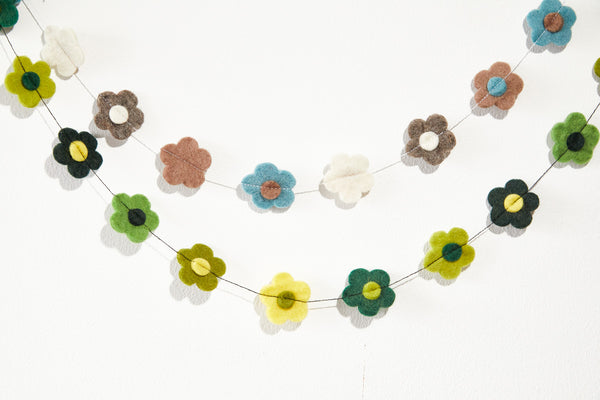 Blumen-Girlande, grün oder blau, 140 cm lang