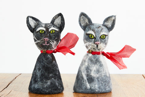 Eierwärmer Katze, Tierfigur aus Filz, Ostergeschenk