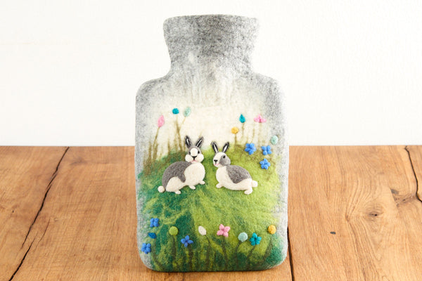 Wärmflasche Häschen aus Wolle (Merino), gefilzt