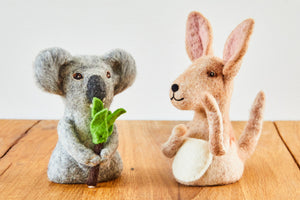 Eierwärmer Koala oder Känguruh, Tierfigur aus Filz, Weihnachtsgeschenk