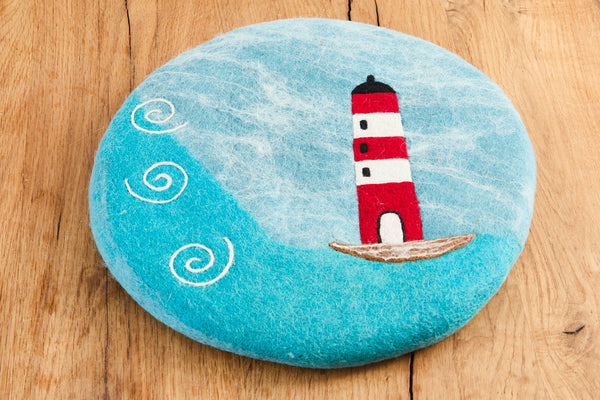 Sitzkissen aus Filz (100% Wolle), Leuchtturm, rund 35cm - fair gehandelt (Kopie)