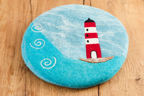 Sitzkissen aus Filz (100% Wolle), Leuchtturm, rund 35cm - fair gehandelt (Kopie)