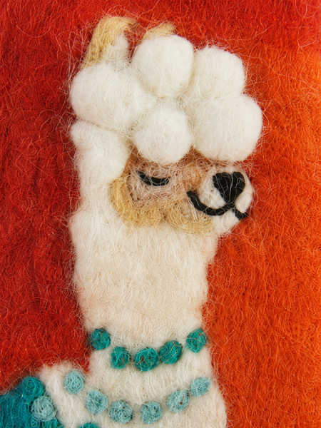feelz - Handyhülle aus Filz mit Tiermotiv - Lama/Alpaka, orange Detail