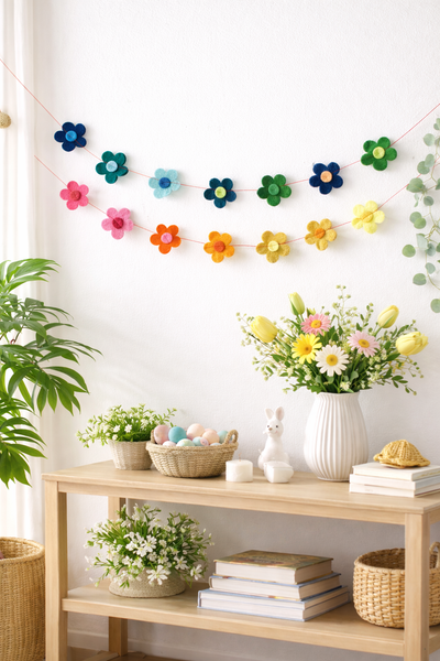 Blumen-Girlande, bunt, 140 cm lang