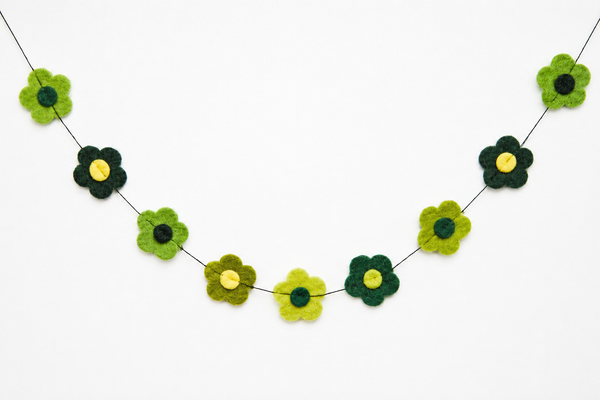 Blumen-Girlande, grün oder blau, 140 cm lang