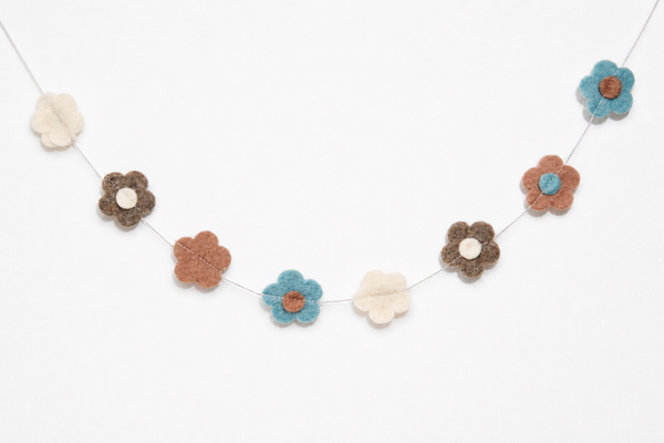 Blumen-Girlande, grün oder blau, 140 cm lang