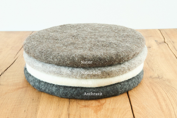 Sitzkissen aus Filz (100% Wolle) rund, 35cm, grau-, naturtöne - fair gehandelt