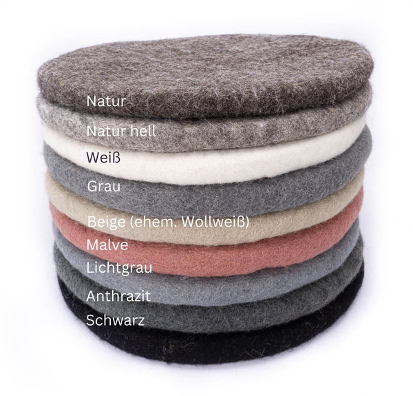 Sitzkissen aus Filz (100% Wolle) rund, 35cm, grau-, naturtöne - fair gehandelt