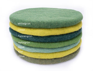 Sitzkissen aus Filz (100% Wolle) rund , 40cm, grüntöne - fair gehandelt