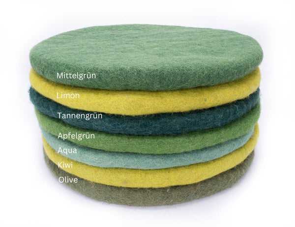 Sitzkissen aus Filz (100% Wolle) rund , 35cm, grüntöne - fair gehandelt