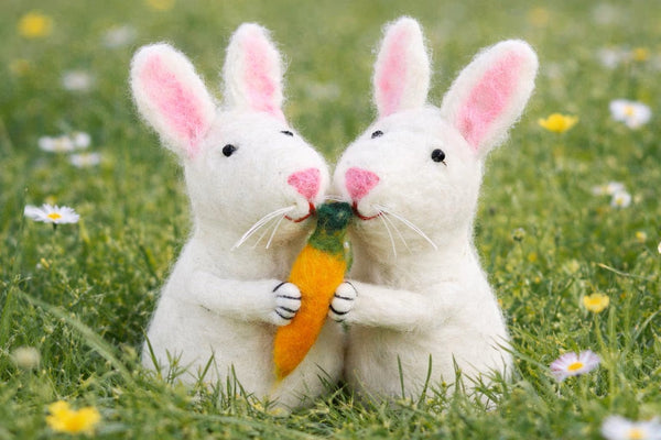 feelz Eierwärmer Hase mit Möhre auf Wiese