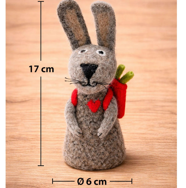 feelz - Eierwärmer aus Filz, Hase mit Rucksack und Karotte Größe
