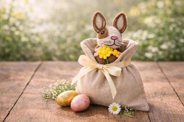 feelz Eierwärmer Hase mit Blumen als Geschenk