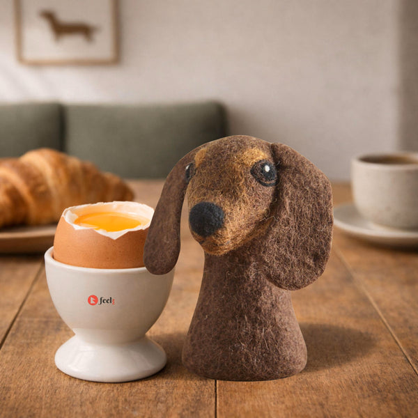 Eierwärmer Dackel aus Filz – Handgemachte Tierfigur aus Schurwolle | Ostergeschenk
