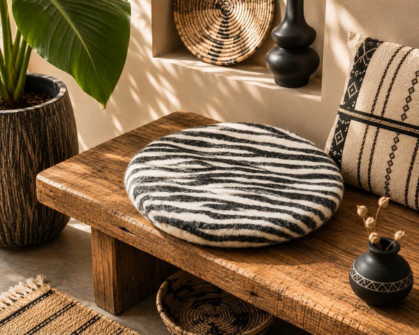 feelz Sitzkissen rund Zebra Wildlife Serie
