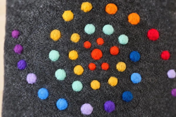 Wärmflasche „Spirelli“ | Handgefilzte Filz-Wärmflasche aus 100 % Wolle (Merino) | bunte Spirale auf Wärmflasche mit 1,8 Liter