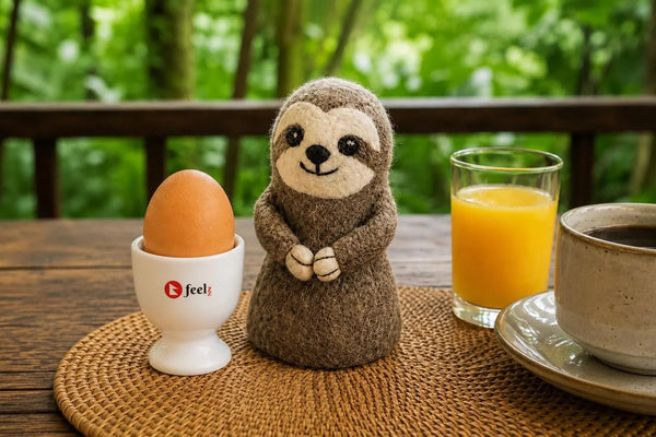 feelz Eierwärmer Faultier aus Filz handgefertigt aus 100 % Wolle (Merino), Filztier, Ostern, Fair Trade