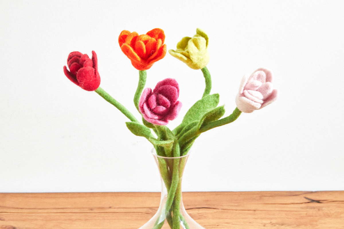 Blume aus Filz, Tulpe, rot, orange, pink, rosa, gelb