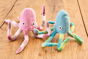 feelz - Eierwärmer aus Filz Oktopus mit biegsamen Tentakeln, rosa oder blau - Handarbeit