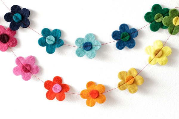 Blumen-Girlande, bunt, 140 cm lang