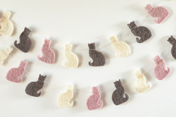 Girlande Katze, bunt, grau oder pastell, 2 m