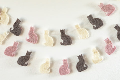 Girlande Katze, bunt, grau oder pastell, 2 m