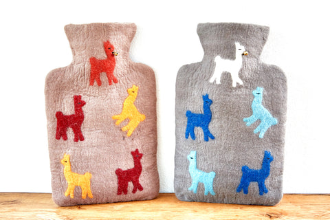 Wärmflasche Lama Alpaka aus Wolle (Merino), gefilzt