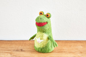 Eierwärmer Frosch, Tierfigur aus Filz, Ostergeschenk