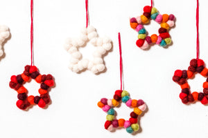 feelz - Baumschmuck bunte Sterne aus Filzkugeln für Weihnachten - Handarbeit
