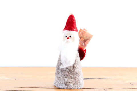 Nikolaus / Weihnachtsmann Figur aus Filz mit Geldfach, Eierwärmer