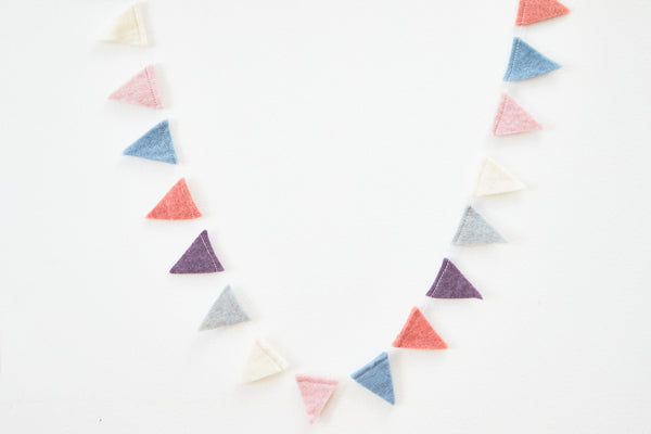 Wimpelkette, bunt oder pastell, Girlande Fahnen, 160 cm