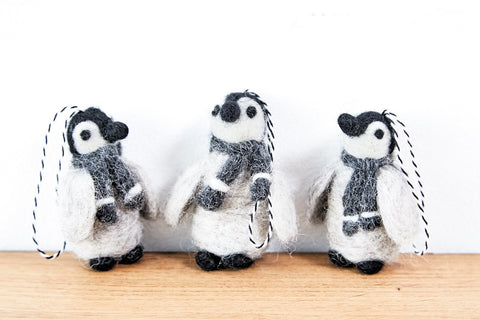 3er Set Anhänger Pinguin, Baumschmuck zu Weihnachten