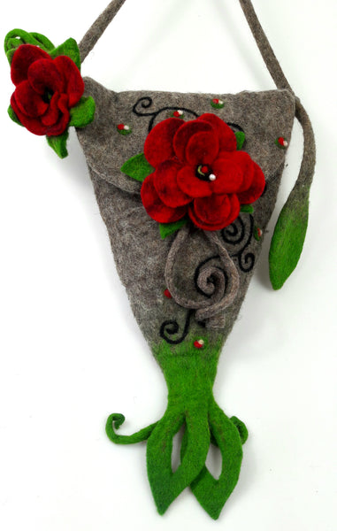 Filztasche mit Blumen, Umhängetasche für Damen