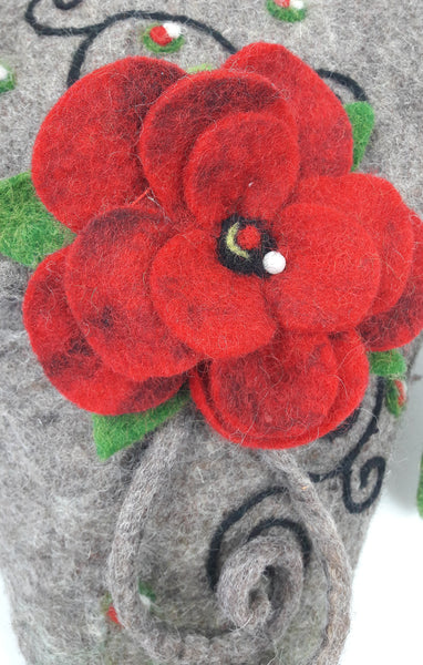 Filztasche mit Blumen, Umhängetasche für Damen