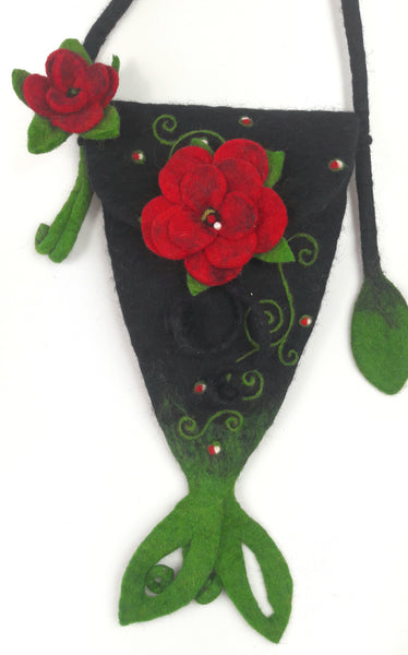 Filztasche mit Blumen, Umhängetasche für Damen