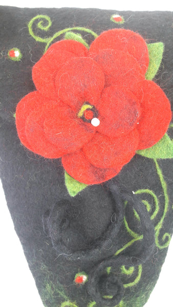 Filztasche mit Blumen, Umhängetasche für Damen