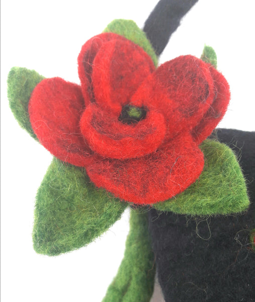 Filztasche mit Blumen, Umhängetasche für Damen