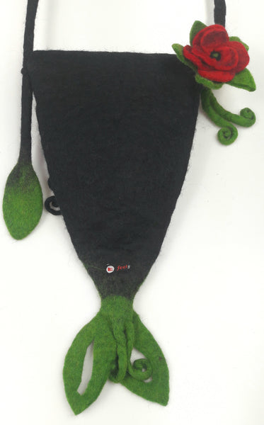 Filztasche mit Blumen, Umhängetasche für Damen