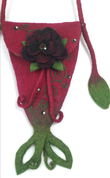 Filztasche mit Blumen, Umhängetasche für Damen