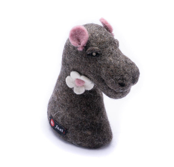 Eierwärmer Hippo, grün, rosa oder anthrazit, Tierfigur aus Filz, Ostergeschenk