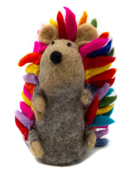 feelz - gefilzte Tierfigur, Eierwärmer aus Filz bunter Igel - Handarbeit