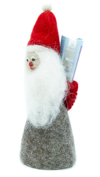 Nikolaus / Weihnachtsmann Figur aus Filz mit Geldfach, Eierwärmer