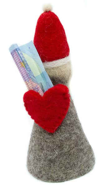 Nikolaus / Weihnachtsmann Figur aus Filz mit Geldfach, Eierwärmer