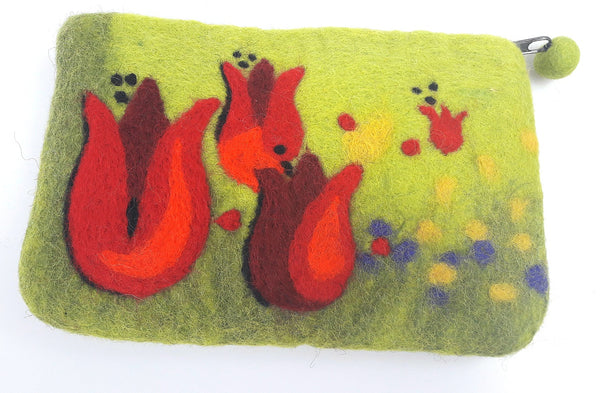 feelz - Kleines Täschchen aus Filz mit Blumen (rote Tulpen))