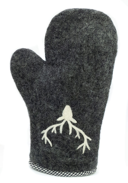 Ofenhandschuh, Grillhandschuh aus Filz mit Herz, blau- oder rot-weiss kariert