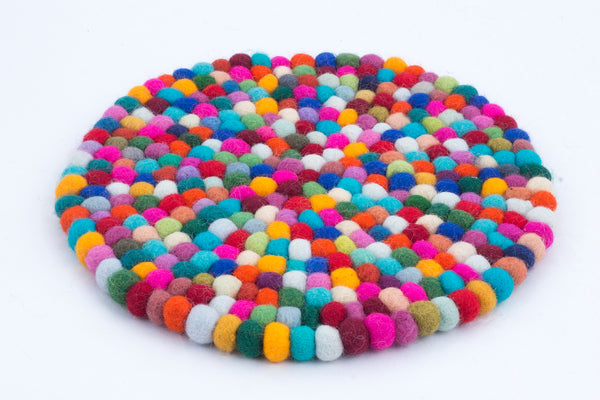 Untersetzer rund aus Filzkugeln 22cm, multi, kleine Kugeln - fair gehandelt