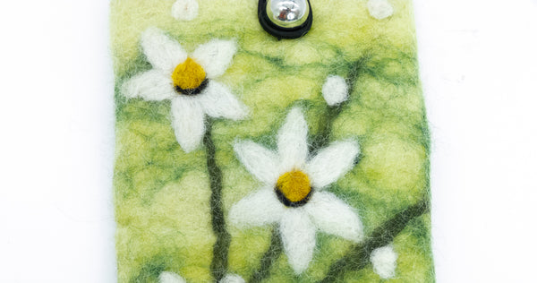 Handytasche aus Filz Blumen Handarbeit