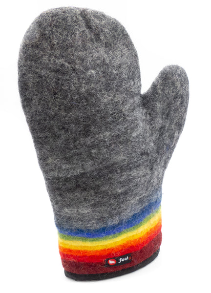 feelz - Topflappen, Backhandschuh Regenbogen aus Filz (Wolle) mit Innenfutter