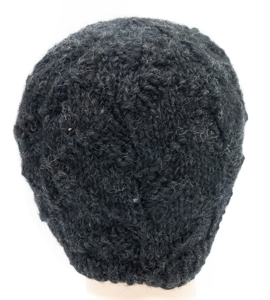 Strickmütze aus Wolle, Schlichte Wollmütze mit Quermuster petrol, blau, schwarz oder weiss - Handarbeit